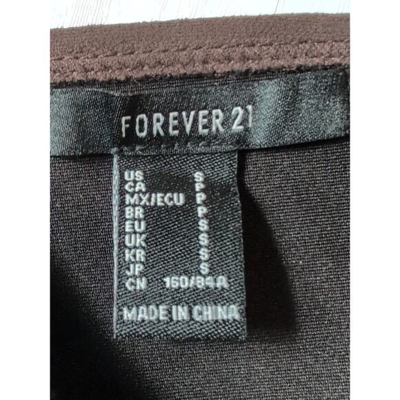 Forever 21 Brown Faux Suede Mini Dress S Belted Overall Y2K Retro Indie - Picture 13 of 15